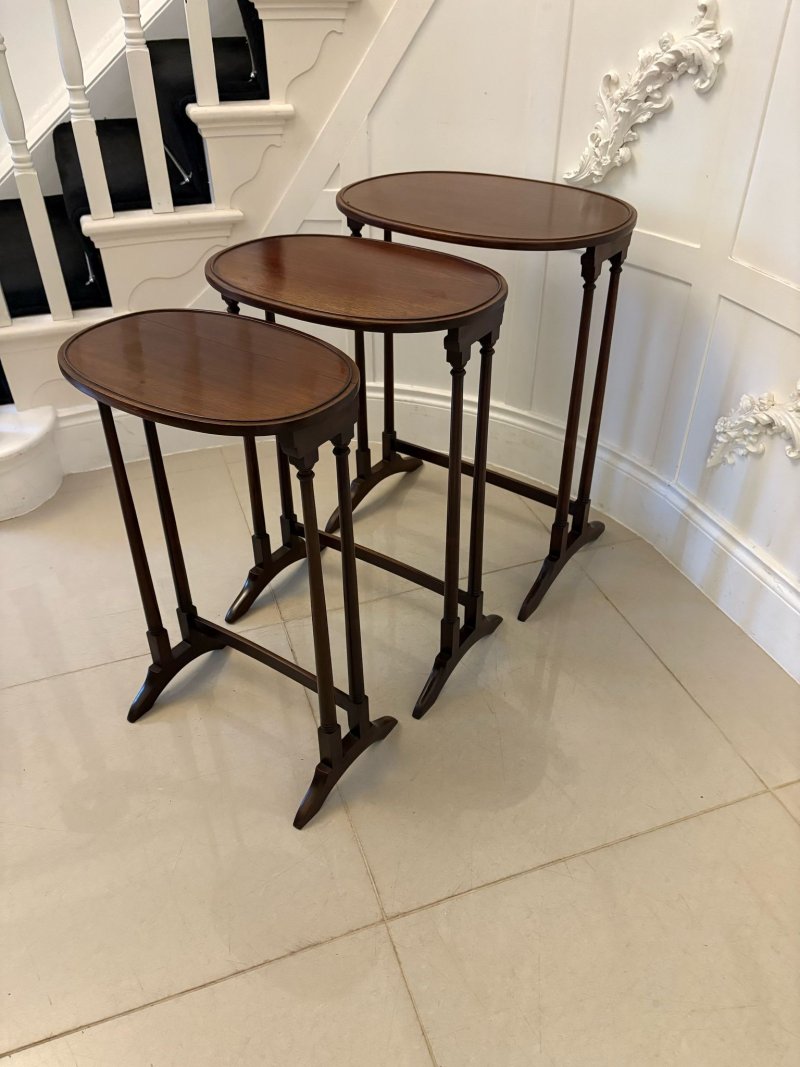 Antique Edwardian Quality Mahogany Nest of 3 Tables - Image 2